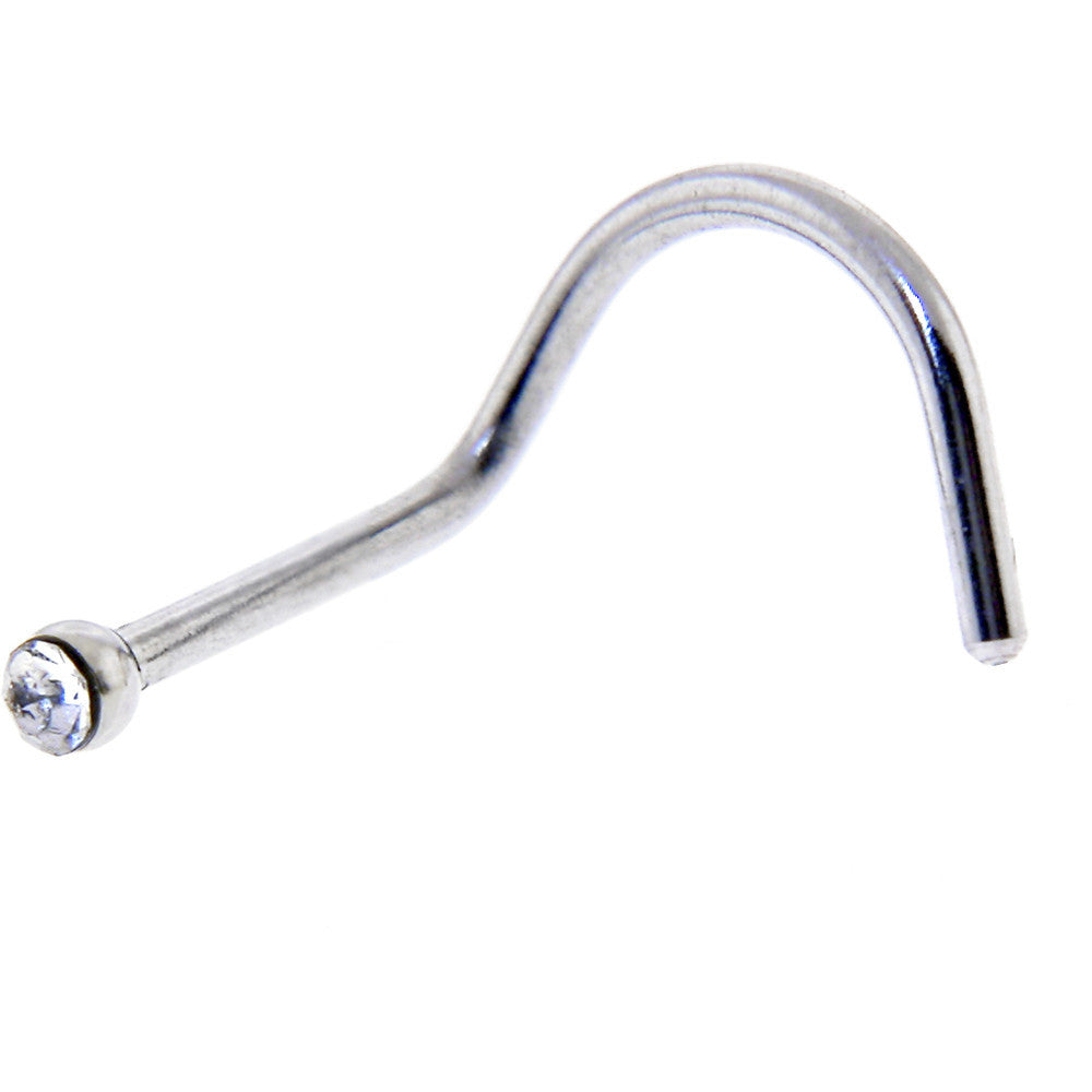 20G Stainless Steel Crystalline Gem Micro Nose Ring Twister