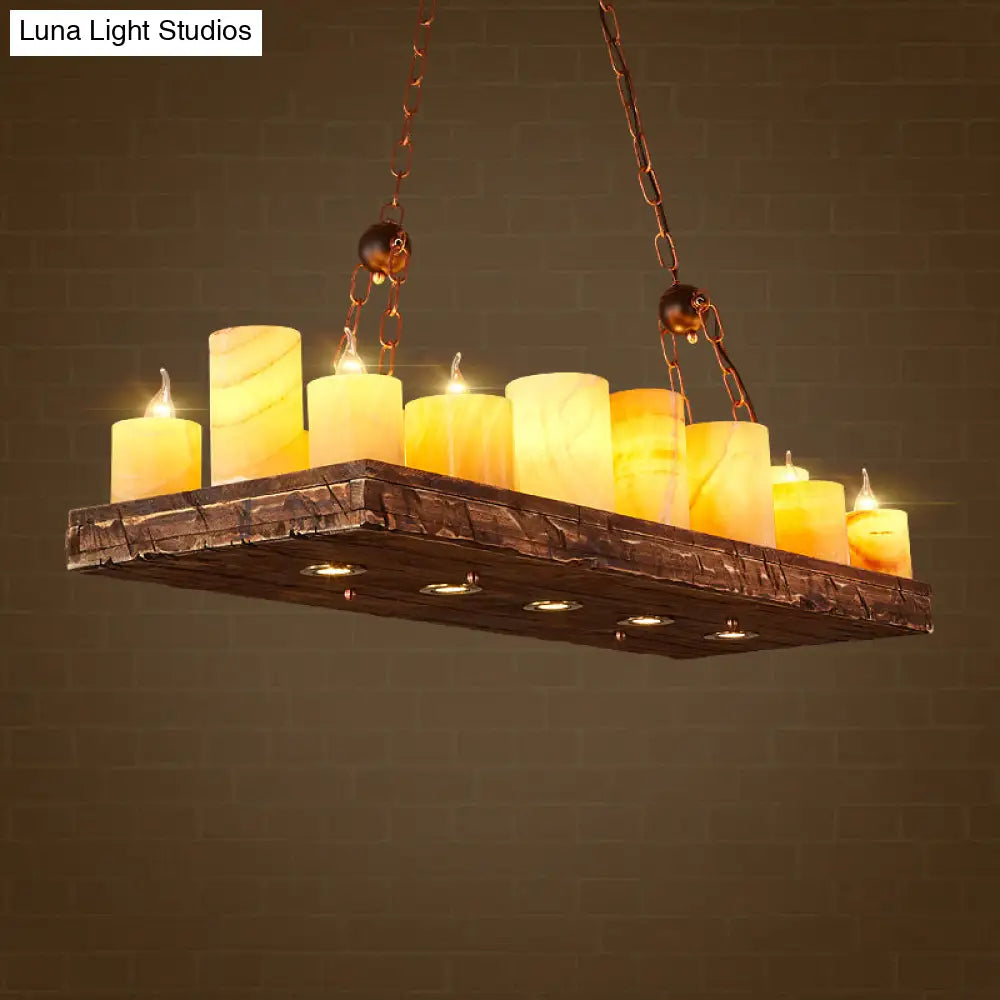 DecorBites™ 16-Light Yellow Restaurant Pendant Lighting with Wood Candlestick Island Light Fixture