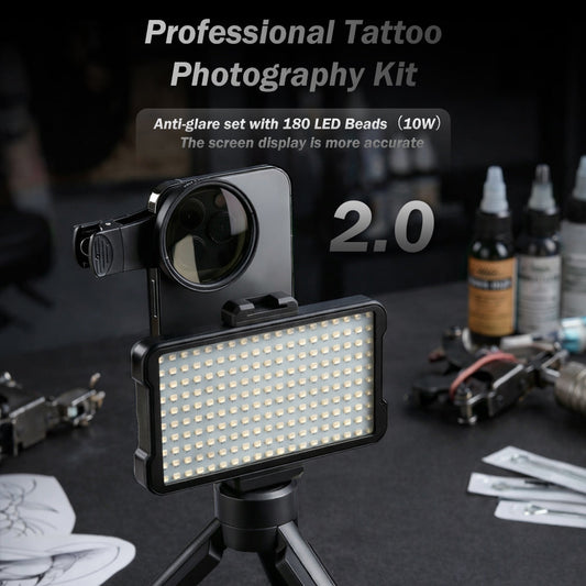 Professional Tattoo Photography Anti-2.0 Glare Kit 180 LED Beads(10W)