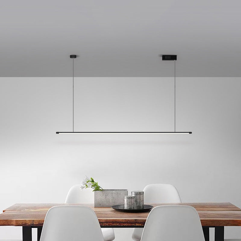 DecorBites™ Sleek LED Pendant Lamp for Kitchen Bar Island - Minimalist Thin Rod Design, Metal Construction, Black Finish