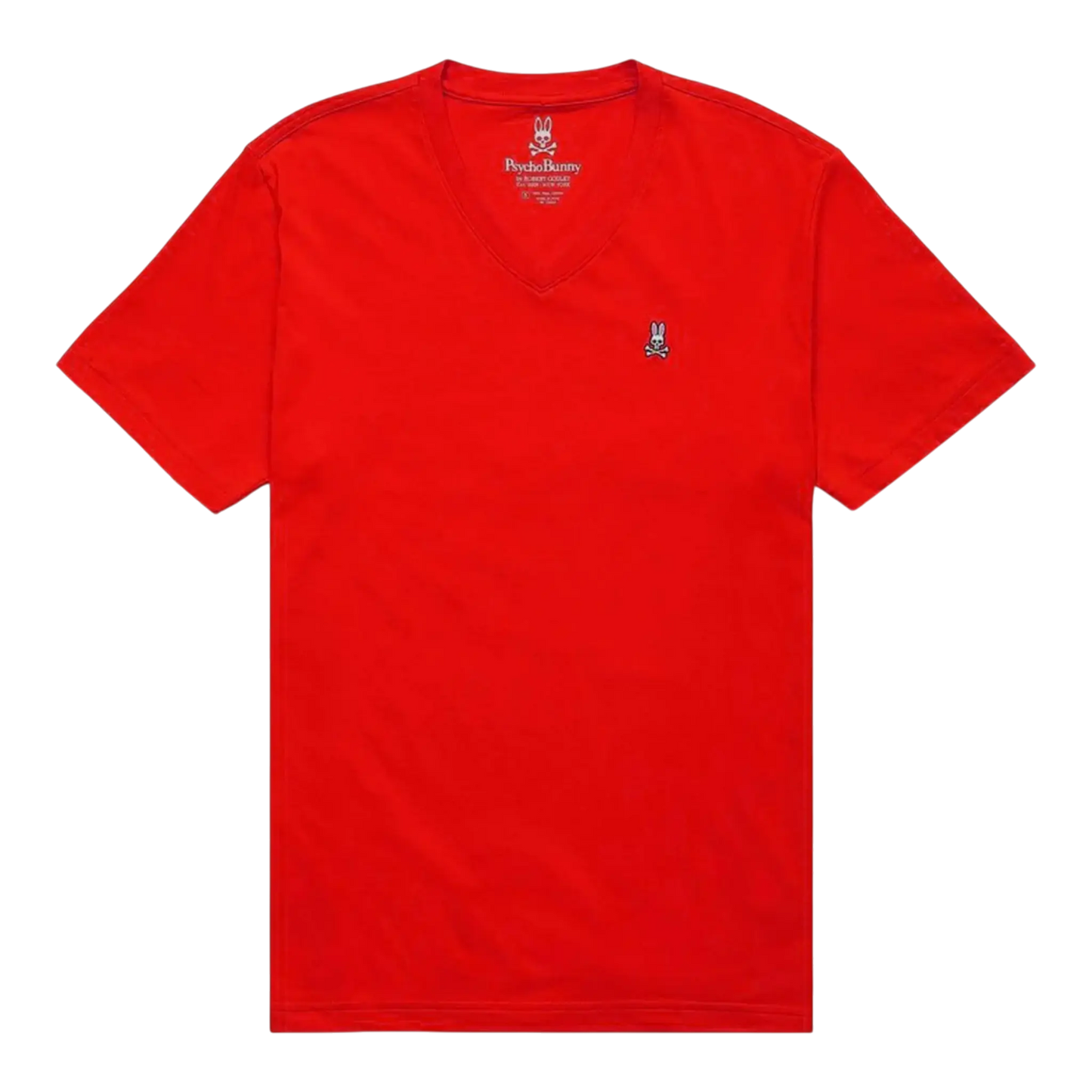 Psycho Bunny Classic V-Neck Men Big and Tall Tee Shirt Brilliant Red