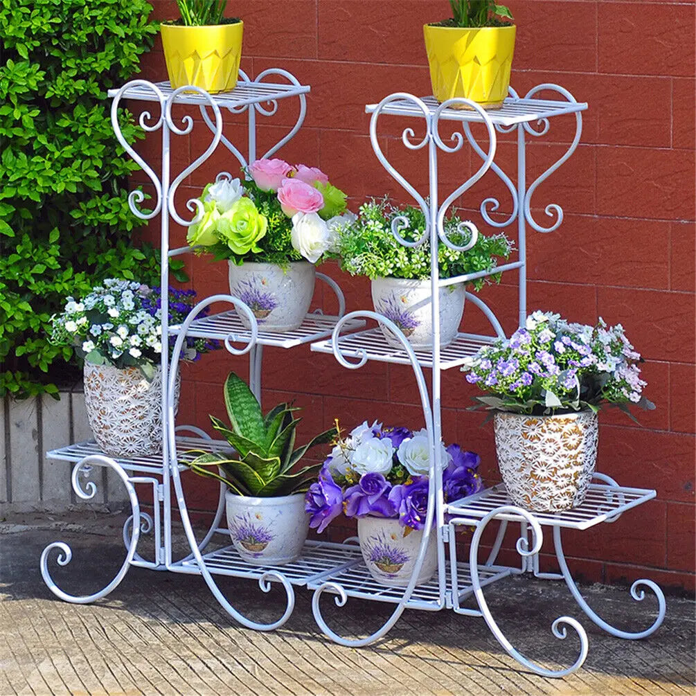 DecorBites™ 4-Tier Metal Plant Stand - Indoor/Outdoor Display