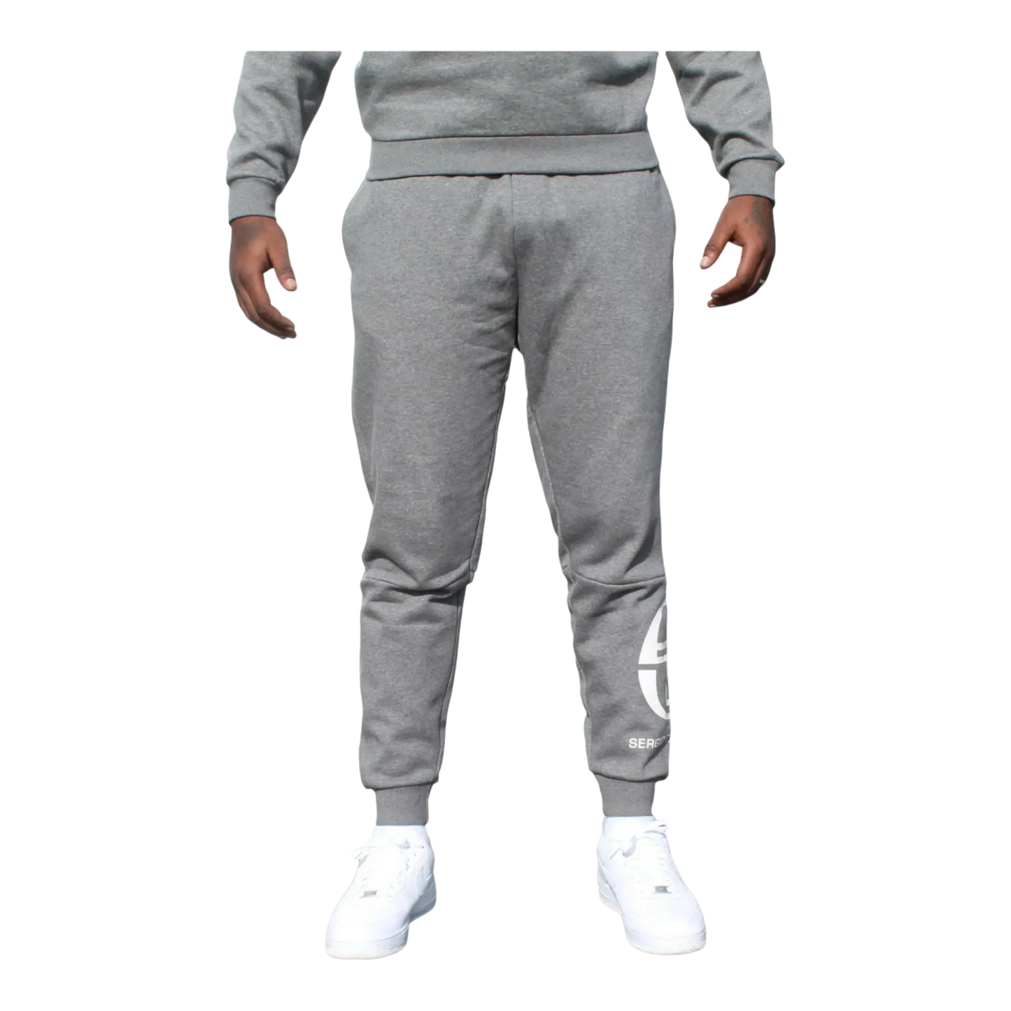 Sergio Tacchini Itzal Men Jogger Sweatpants Dark Grey Melange/Ivory