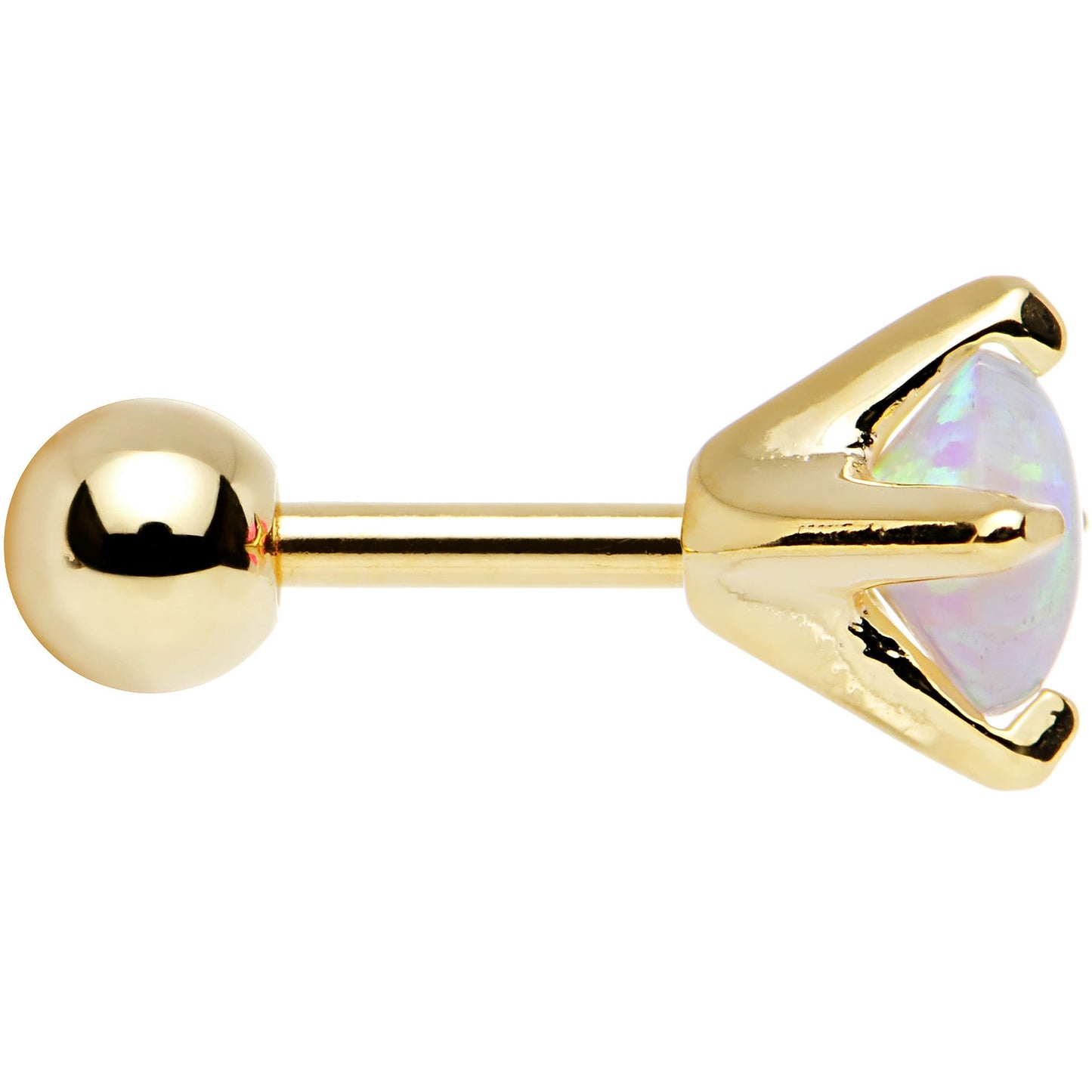 16G 1/4 5mm White Synthetic Opal Gold Plated Cartilage Earring