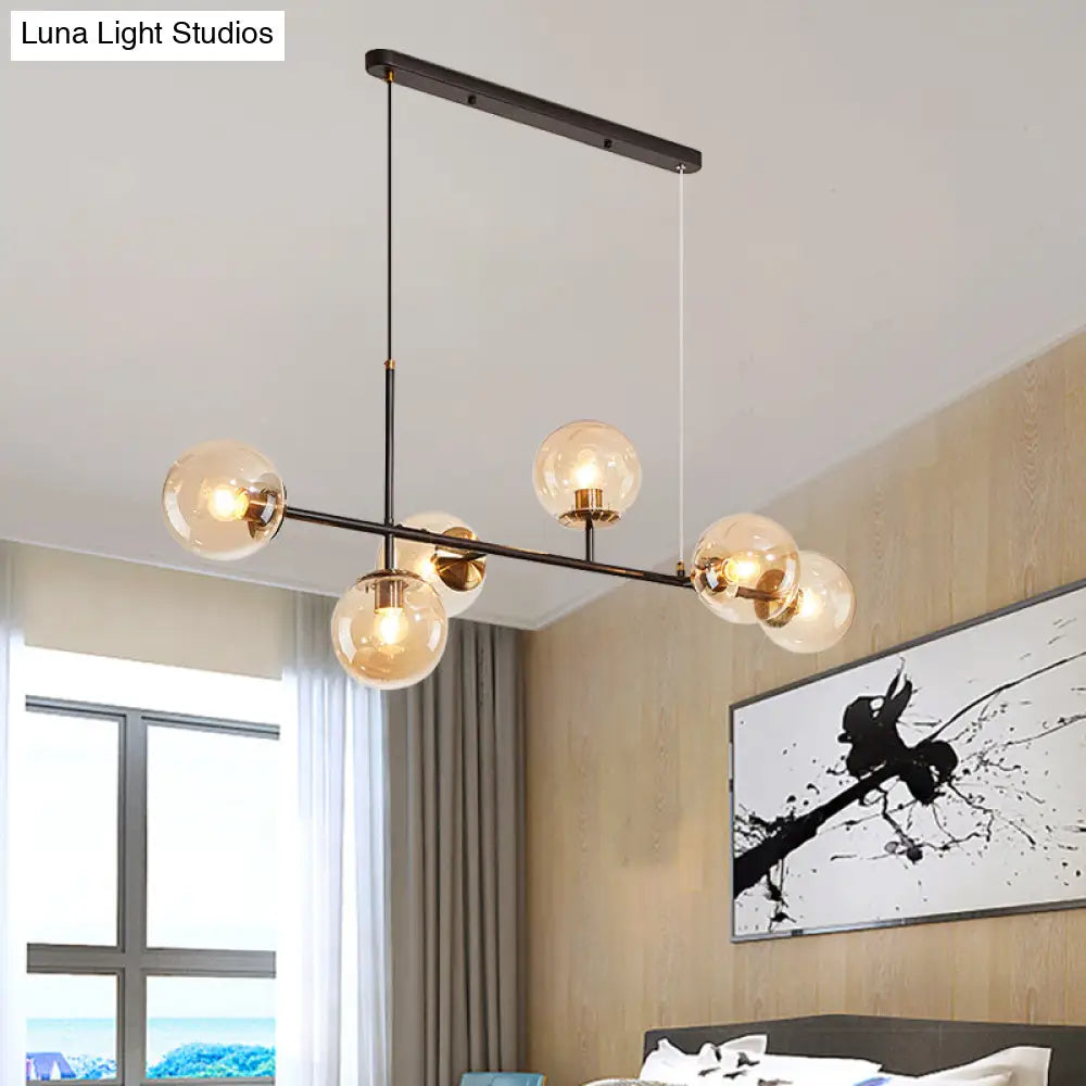 DecorBites™ 6-Light Industrial Island Pendant with Amber/Milky White/Blue Gradient Glass Shades & Adjustable Cord