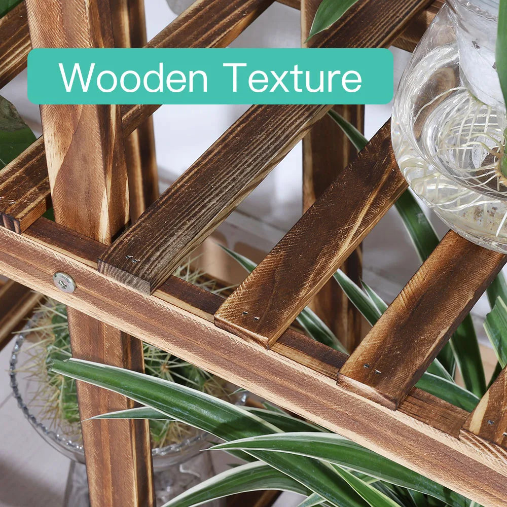 DecorBites™ 6-Tier Wooden Plant Stand for Indoor/Outdoor Use
