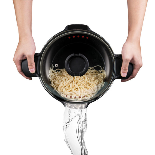 MASTERPAN Nonstick Stock & Pasta Pot With Glass Lid Strainer, 5 QT., 9" (23cm)
