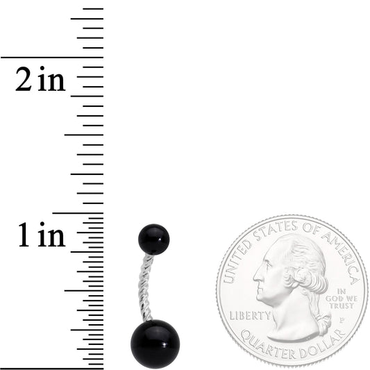 Black Pearlescent Totally Twisted Belly Ring