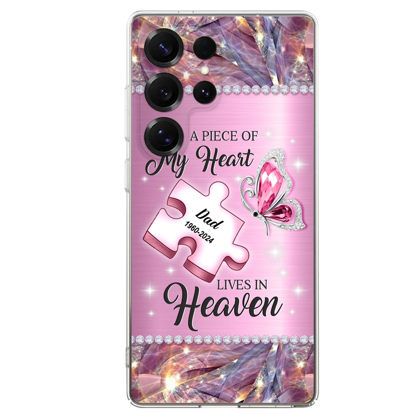 Custom Personalized Memorial Piece Phone Case - Memorial Gift Idea for Father's Day - A Piece Of My Heart Lives In Heaven - Case for iPhone/ Samsung