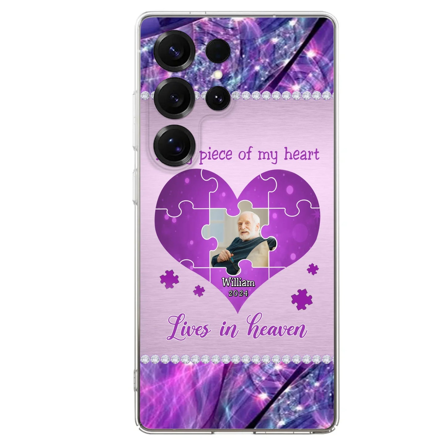 Custom Personalized Memorial Photo Phone Case - Memorial Gift Idea for Father's Day - A Big Piece Of My Heart Lives In Heaven - Case for iPhone/Samsung