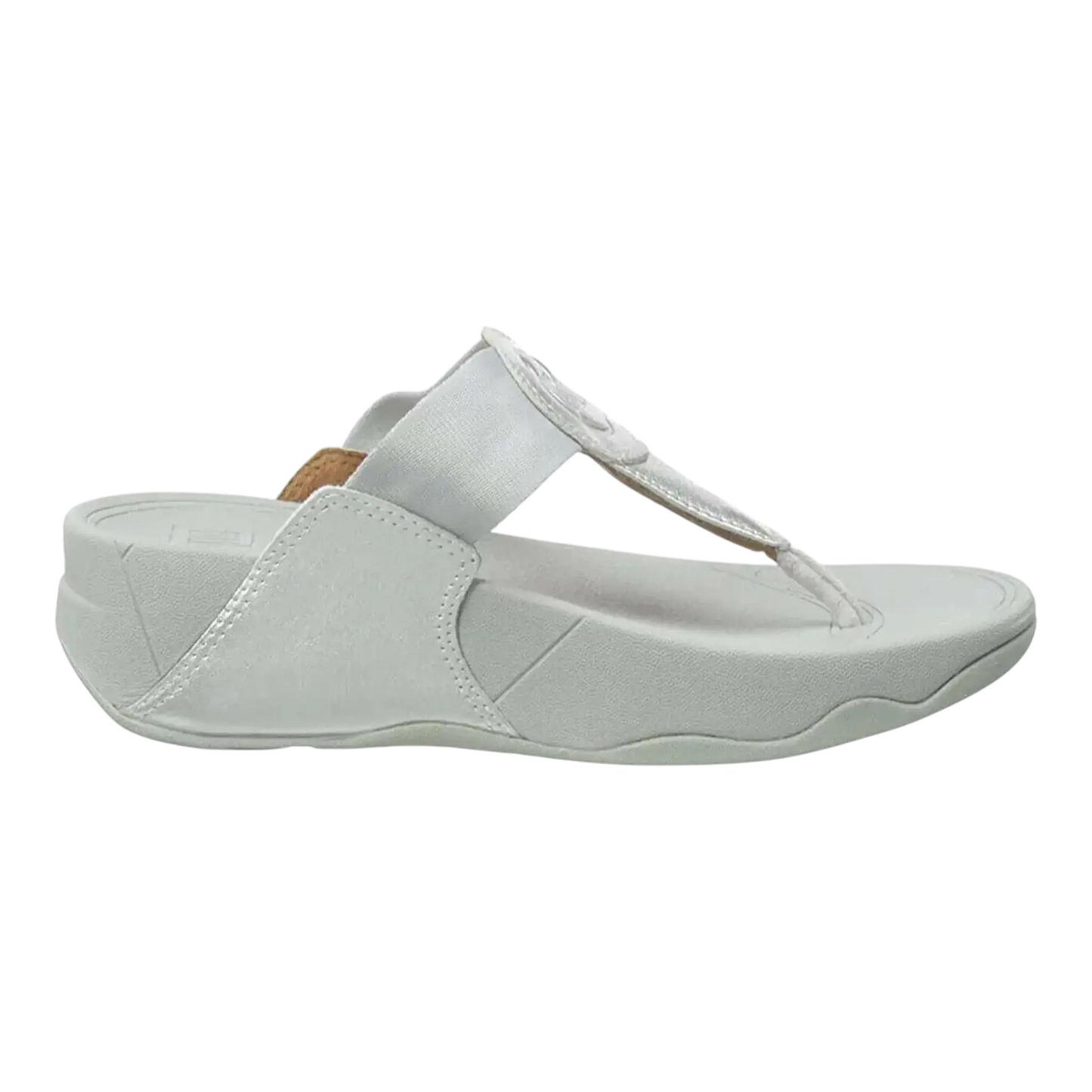FitFlop Walkstar Women Toe-Post Sandals Silver Slip-On Wedge Comfort