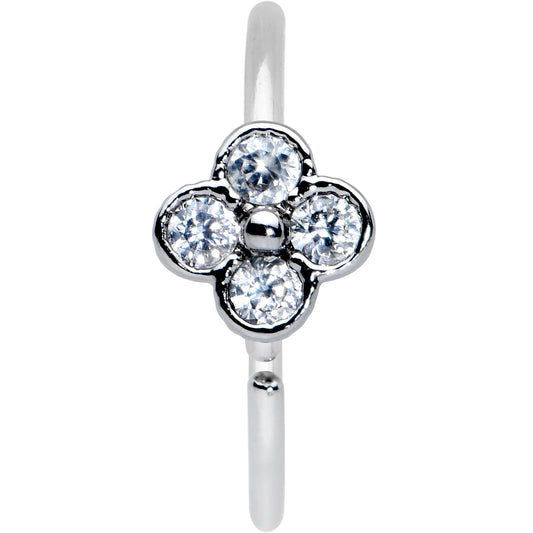 20G 3/8 Clear Gem Tiny Flower Nose Hoop