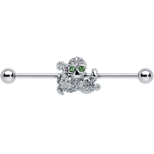 14G Clear Green Gem Sunglasses Octopus Industrial Barbell 38mm