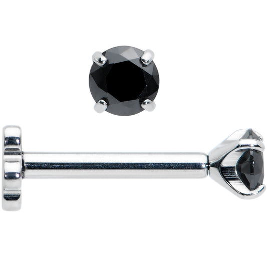 16G 5/16 Black CZ G23 Titanium Threadless Flower Labret Tragus