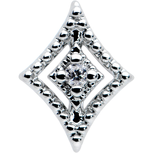 16G 1/4 Clear Gem Deco Textured Rhombus Labret Monroe Tragus