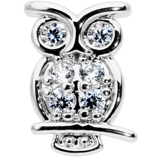 16G 5/16 Clear CZ Gem Owl Internal Thread Labret Monroe Tragus