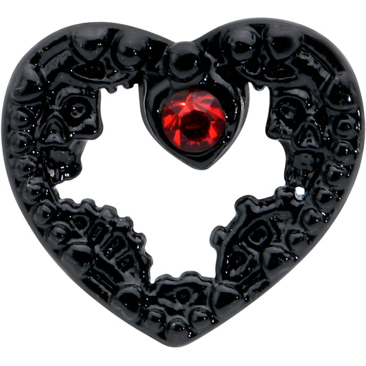 16G 1/4 Red Gem Black Steampunk Skull Cartilage Tragus Earring