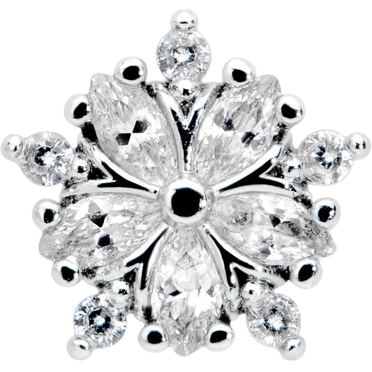 16G 1/4 Clear CZ Gem Floral Burst Cartilage Tragus Earring