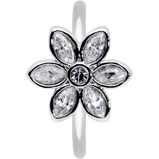 20G 5/16 Clear Gem Fancy Flower Seamless Nose Hoop