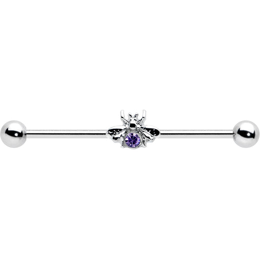 14G Purple Gem Bee Beautiful Insect Industrial Barbell 38mm