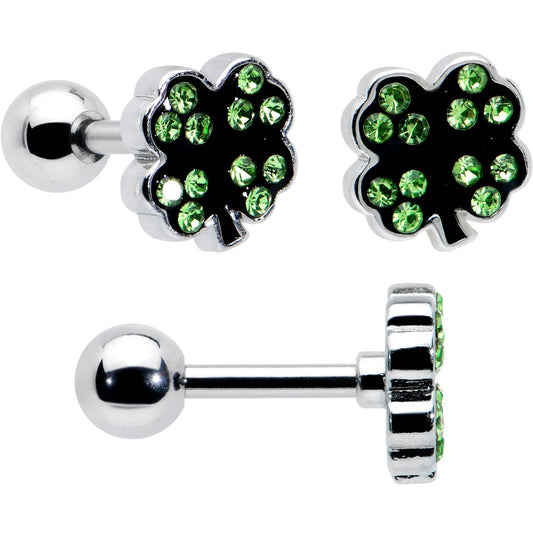16G 1/4 Green Gem Shamrock Pot of Gold Cartilage Earring Curation Set of 3