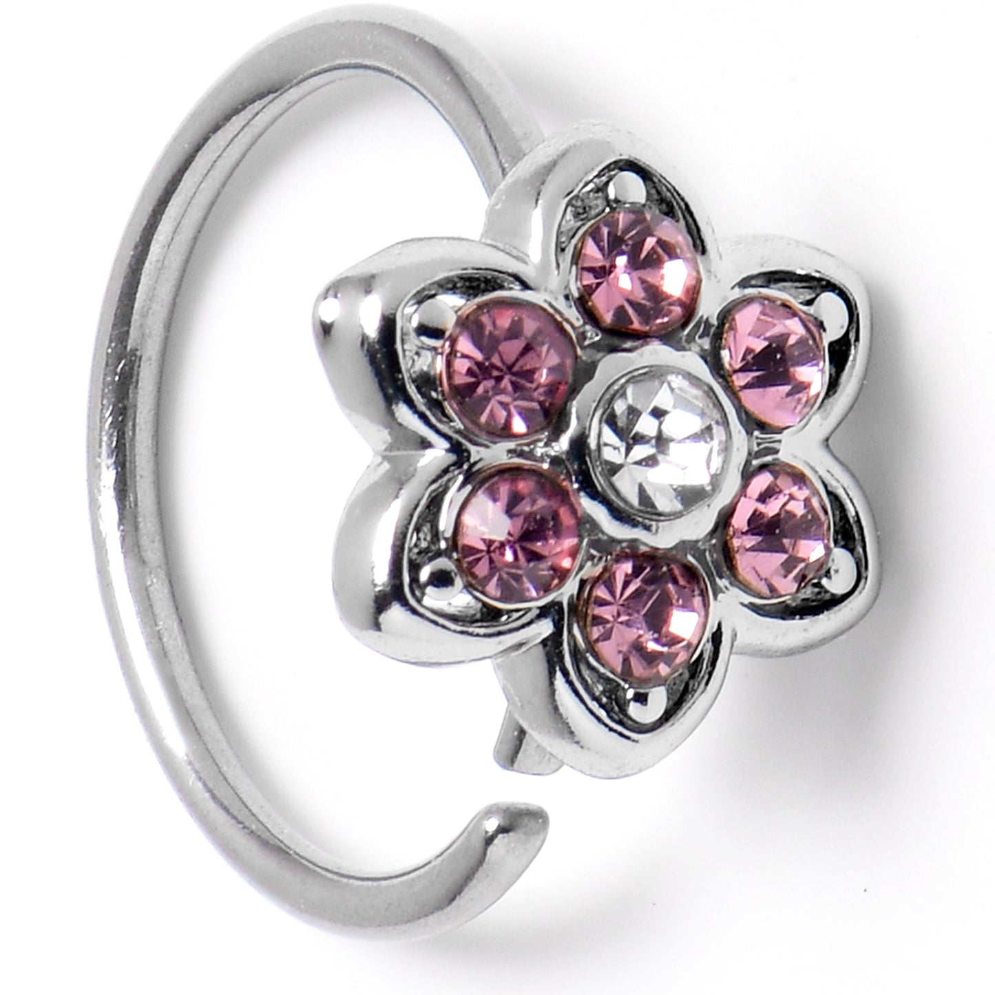 20G 5/16 Pink Radiant Blossom Flower Nose Hoop