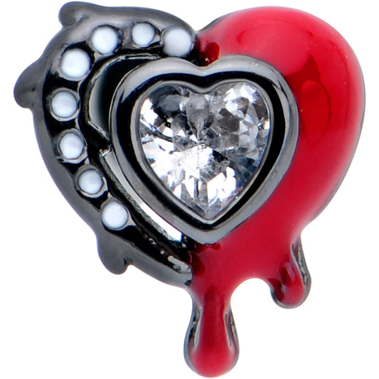 16G 5/16 Clear Gem Black Bleeding Heart Labret Monroe Tragus
