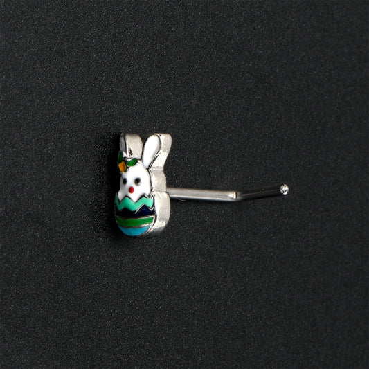 20G 7mm Easter Egg Bunny L Shape Nose Ring