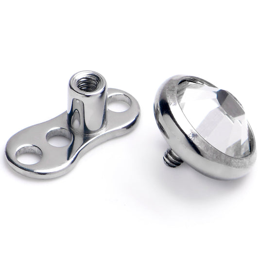 16G 5mm Gem Bezel Top 3 Hole Dermal Implant Grade Titanium Anchor Base