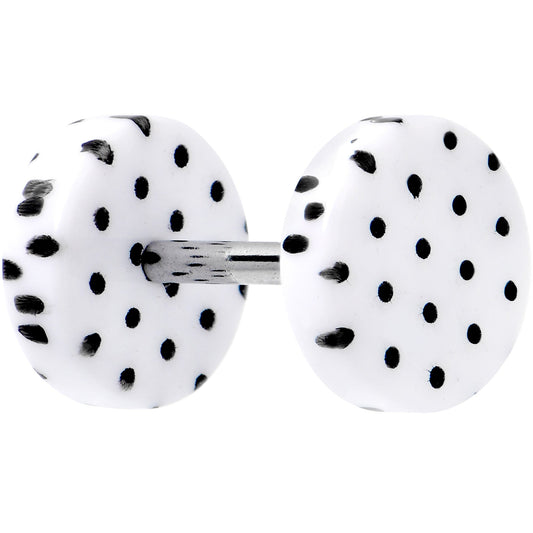 16G White Acrylic Polka Dots Black Cheater Plug Set