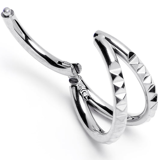 16G 5/16" 316L Steel Double Spike Precision Hinged Segment Ring