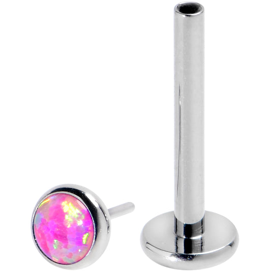 16G 3/8 Pink Synthetic Opal G23 Titanium Threadless Push In Labret