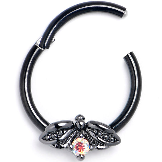 16G 3/8 Aurora Gem Black Beauty Bug Hinged Segment Ring