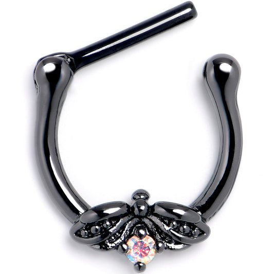 16G 5/16 Aurora Gem Black Beauty Bug Cartilage Clicker