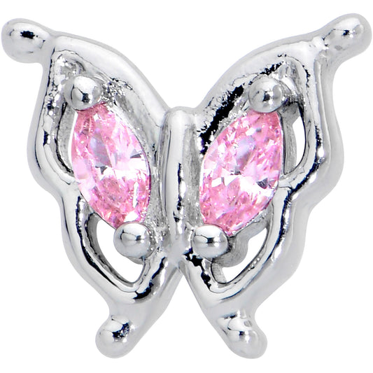 16G 5/16 Pink Gem Fancy Fab Butterfly Internally Threaded Labret