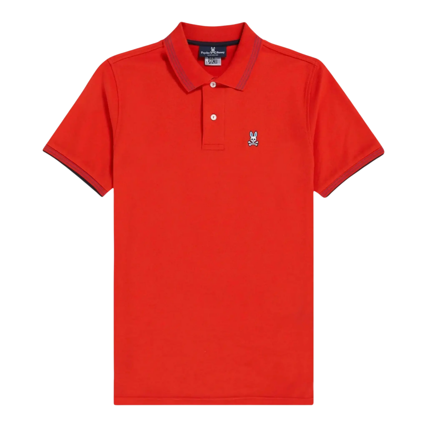 Psycho Bunny Anthony Neon Tipped Men Polo Shirt Red Spice/Blue