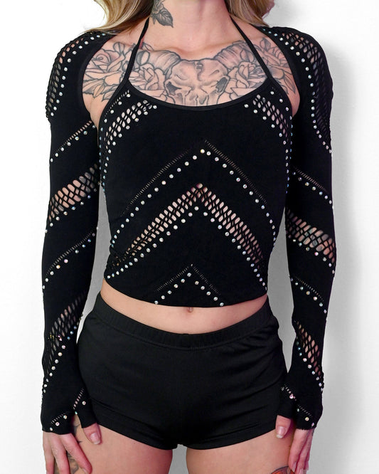 Black Halter Bolero Set