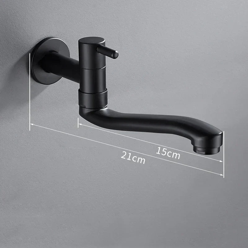 DecorBites™ Black Stainless Steel Swivel Kitchen Faucet 360 Degree Rotation Wall Mounted