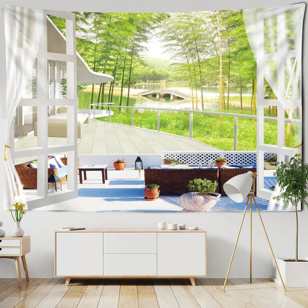DecorBites™ Bohemian Wood Tapestry Wall Hanging for Stylish Dorm Room Decor