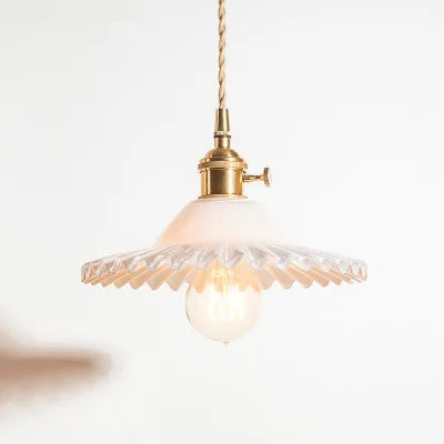 DecorBites™ Copper Base Glass Pendant Light with Switch, Braided Wire - Nordic Style for Home & Restaurant Décor