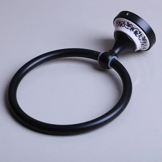DecorBites™ Black Stainless Steel Bathroom Towel Ring - Wall Mounted Oil Rubbed Bronzen