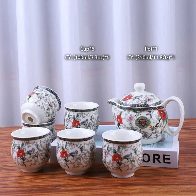 DecorBites™ Ceramic Kung Fu Teapot with Dragon Design 350ml - Handmade Porcelain Tea Pot