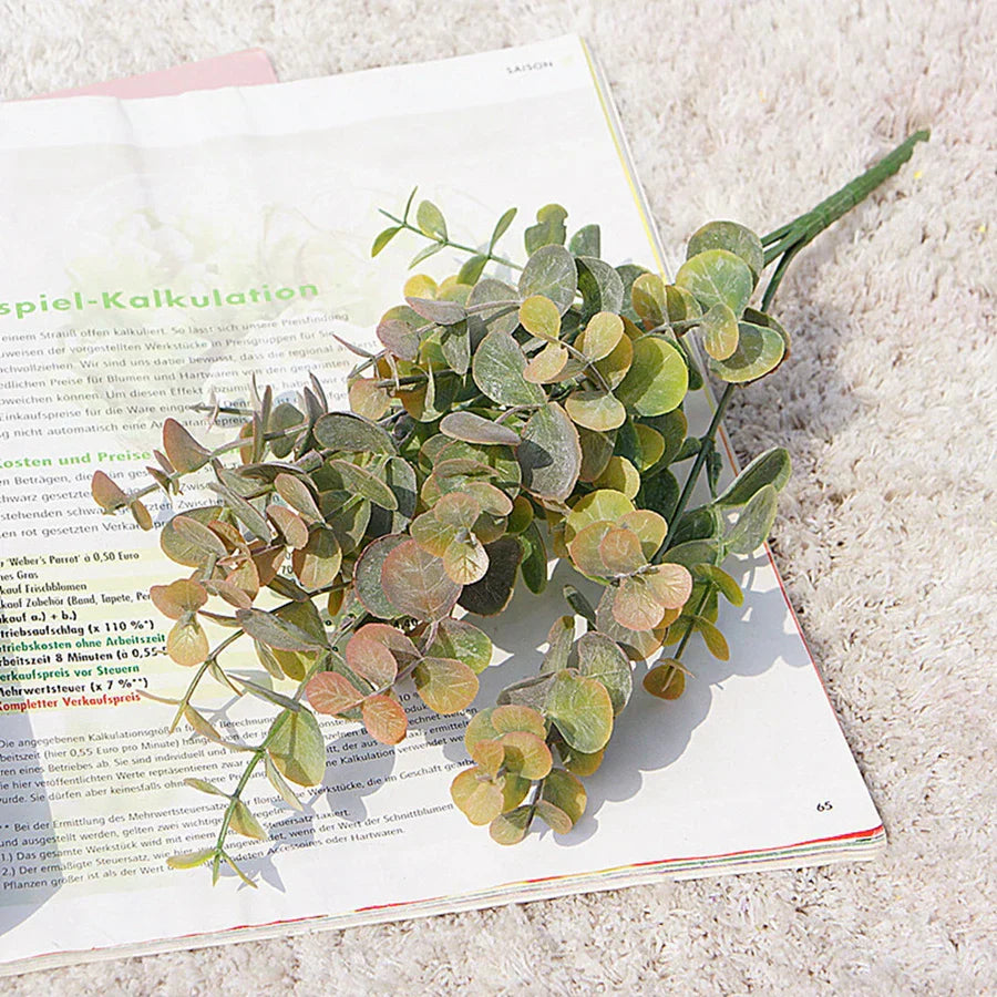 DecorBites™ Green Eucalyptus Branch: Faux Leaves for Home & Wedding Decor
