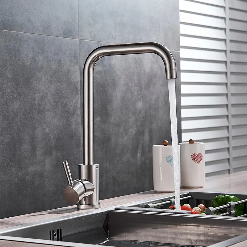 DecorBites™ Kitchen Faucet Hot Cold Water Mixer - Matte Black/Brushed Nickel Kitchen Taps