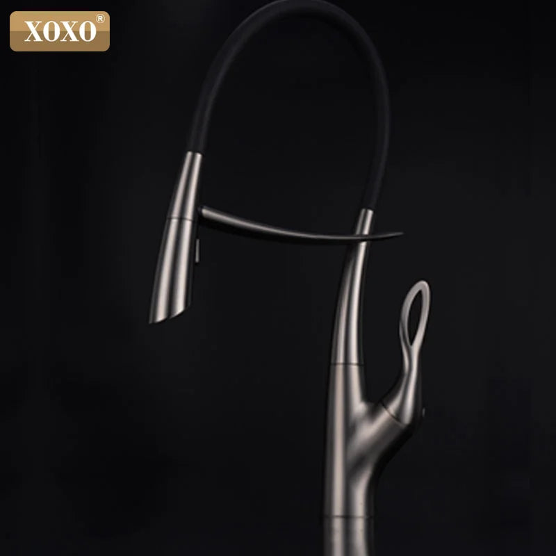 DecorBites™ Brushed Nickel Kitchen Faucet Pull Down Single Handle 360° Rotation