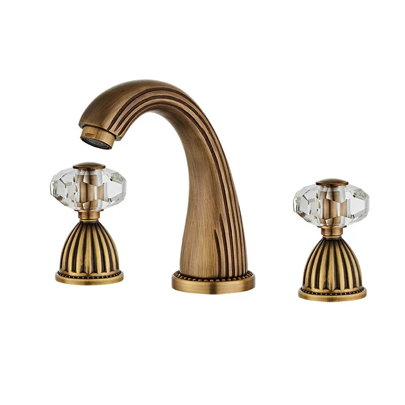 DecorBites™ Antique Bronze Widespread Basin Faucet with Double Handles