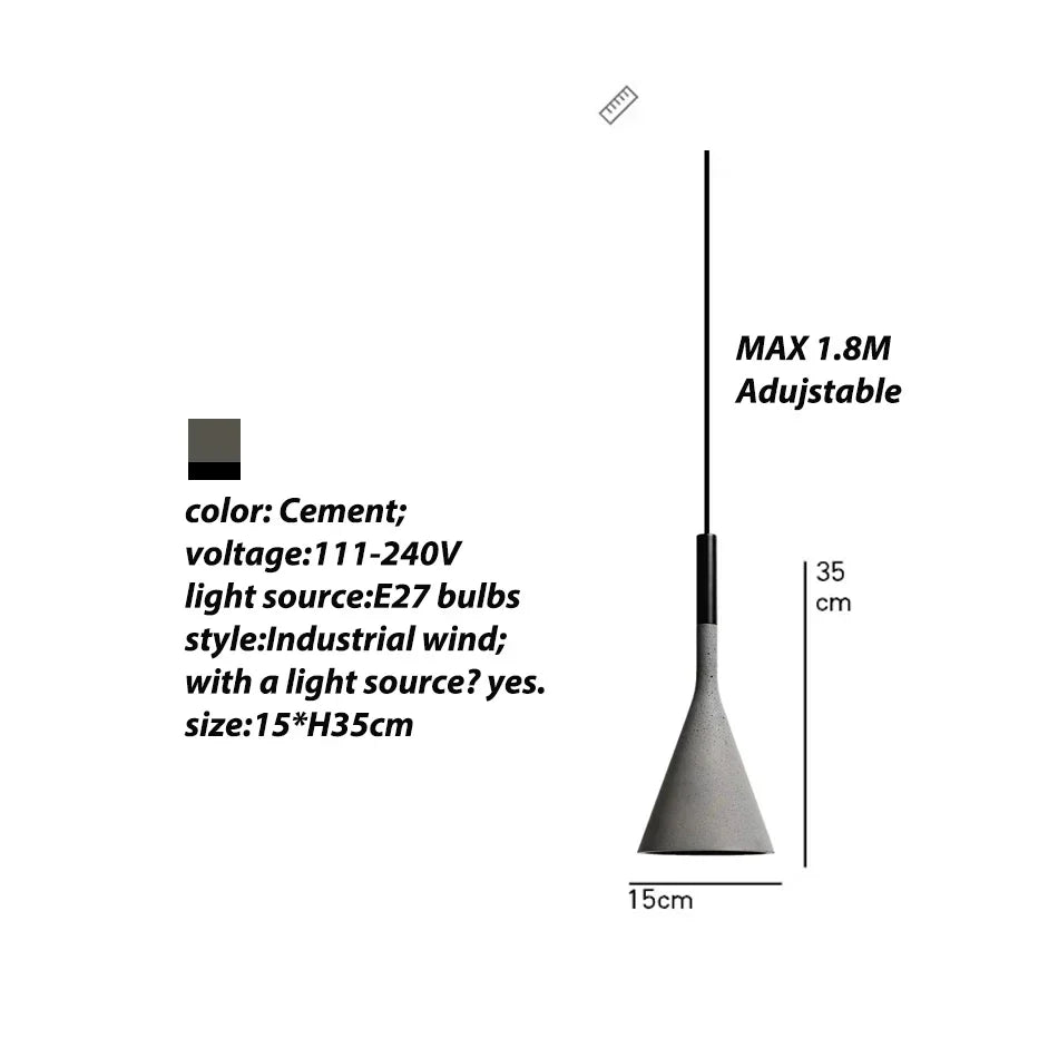 DecorBites™ Concrete Pendant Lights: Nordic Modern LED E27 Industrial Lamp for Home Decor
