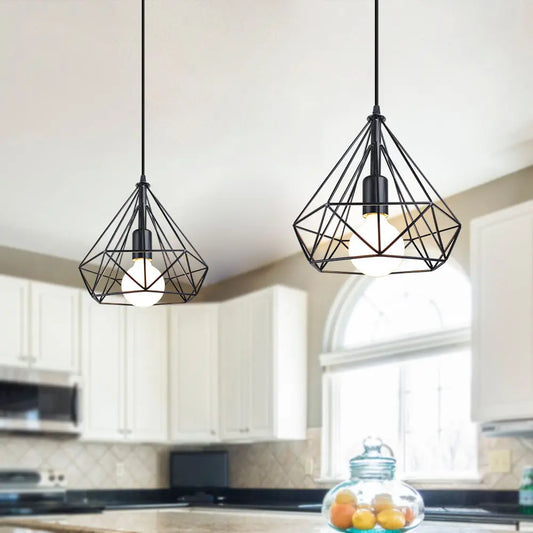 DecorBites™ Industrial LED Pendant Light Vintage Loft Cage Hanging Lamp for Home Decor