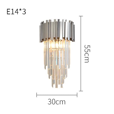 DecorBites™ Crystal Clear LED Wall Sconce Chrome Silver Gold Wall Light for Bedroom