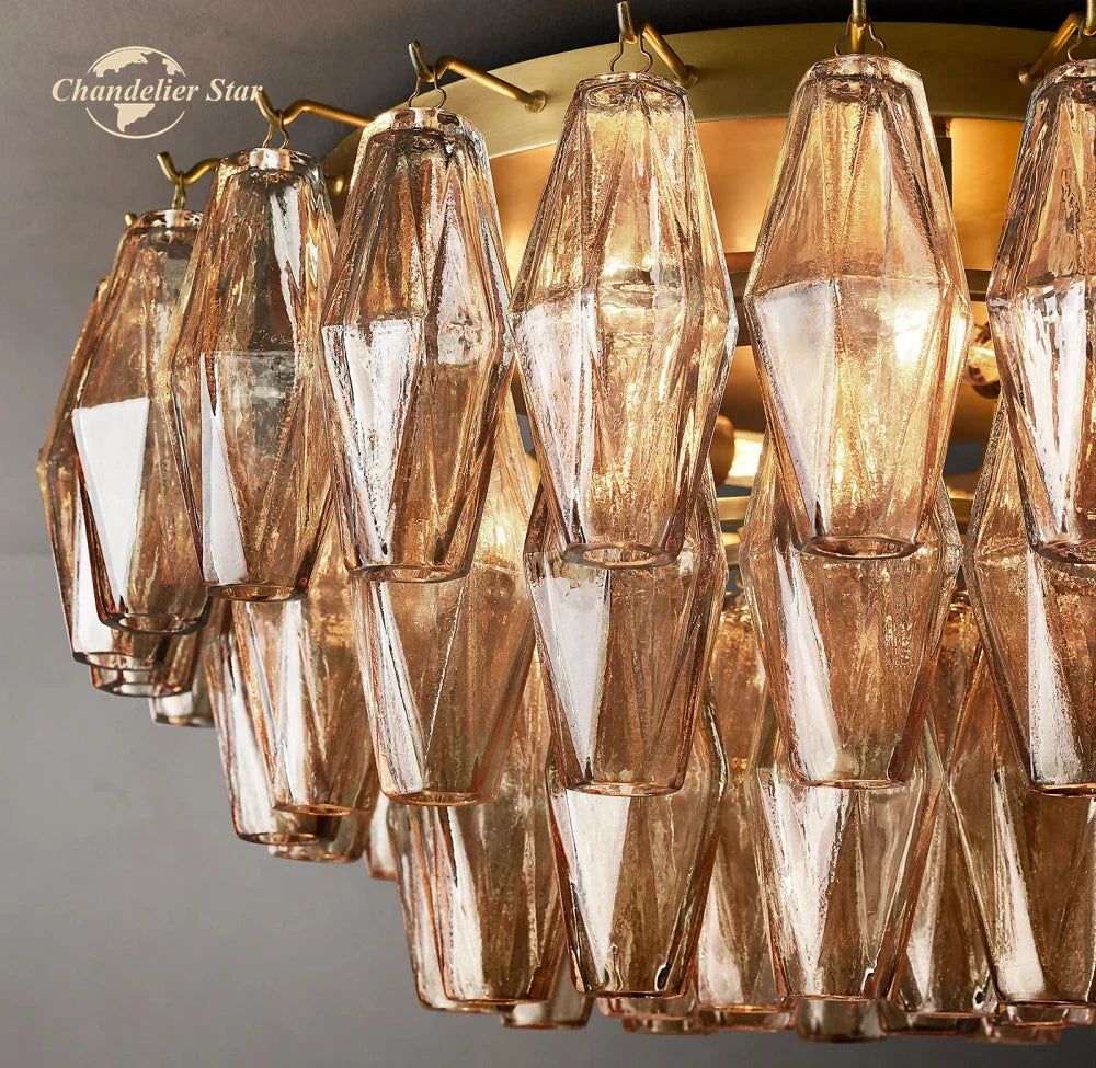 DecorBites™ LED Glass Flushmount Ceiling Lamp Modern Round Fixture - Brass Finish